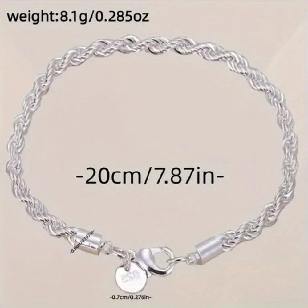 Chic 925 Sterling Silver Twisted Rope Bracelet - Picture 4 of 6